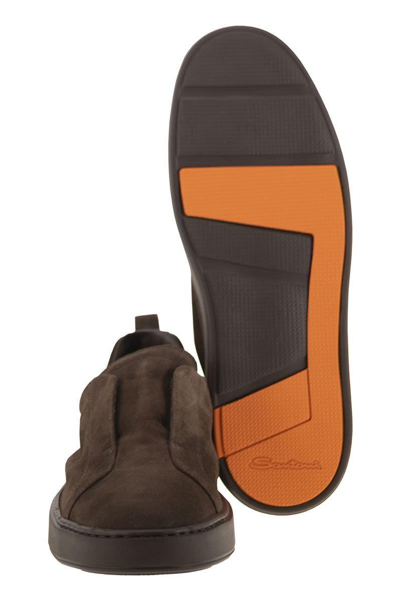 SANTONI Suede Slip-On Trainer with Comfortable Sole