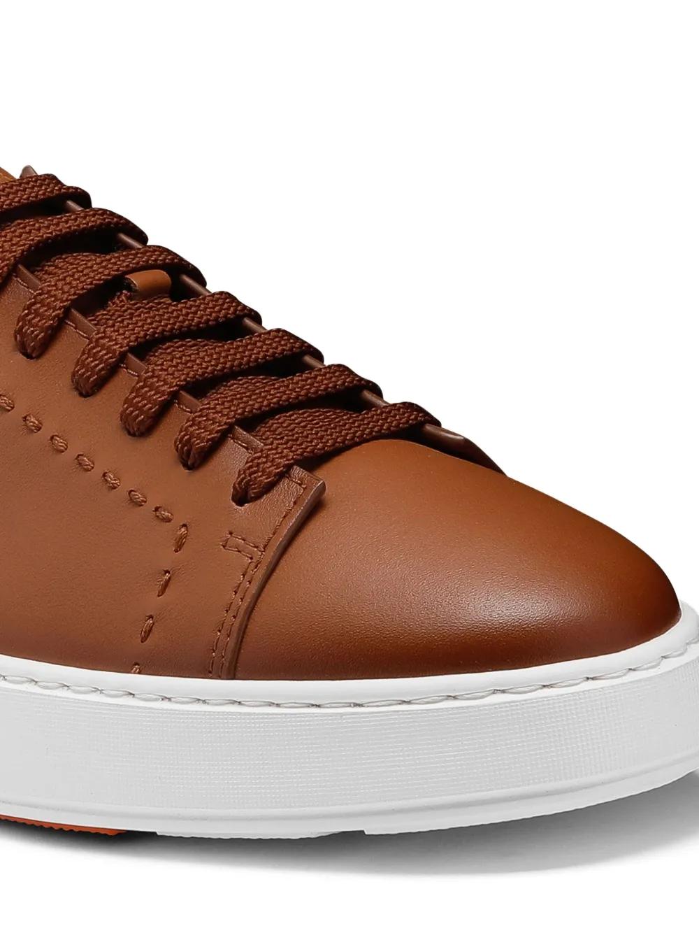 SANTONI Leather and Rubber Sole Sneakers for Men