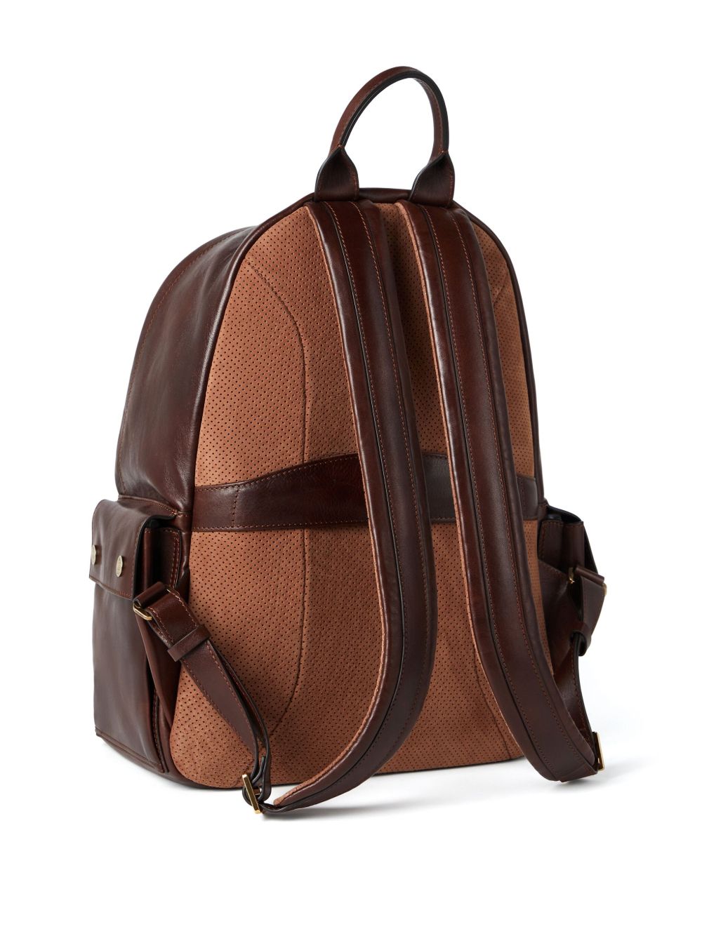 BRUNELLO CUCINELLI Leather Backpack with Adjustable Straps and Multiple Pockets