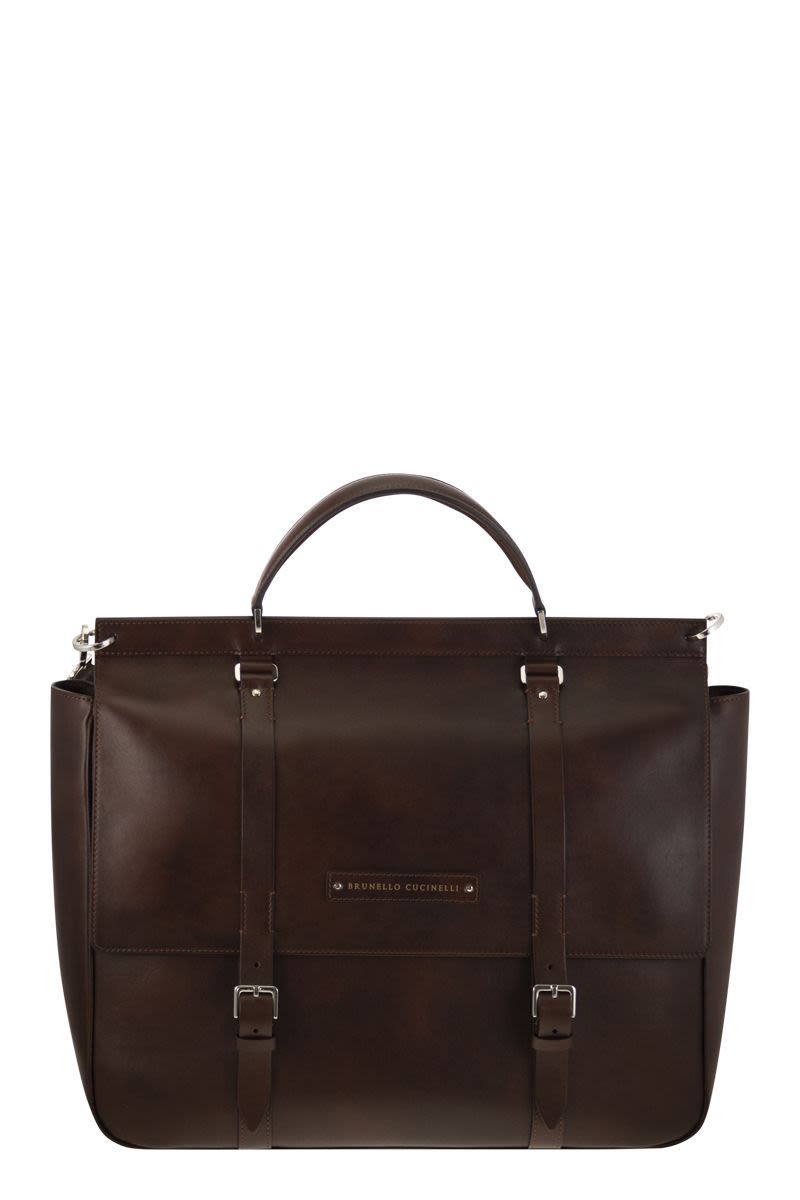 BRUNELLO CUCINELLI Casual Calfskin Briefcase - 47 x 41.5 x 19 cm