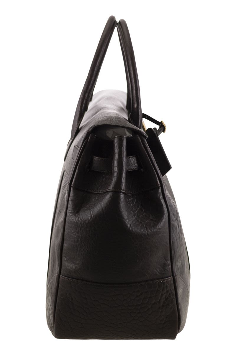 BRUNELLO CUCINELLI Country Leather Handbag with Texture Grain - 53 x 36 x 20 CM