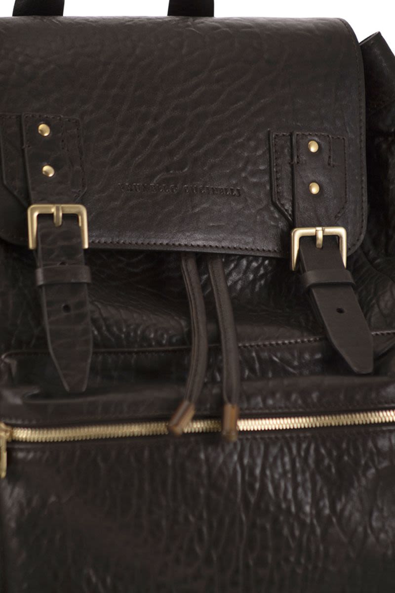 BRUNELLO CUCINELLI City Backpack in Textured Grain Leather - 36x45x22 cm