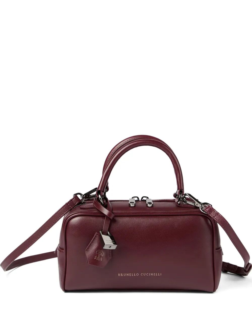 BRUNELLO CUCINELLI Mini Explorer Boston Handbag in Glossy Nappa Leather - FW25