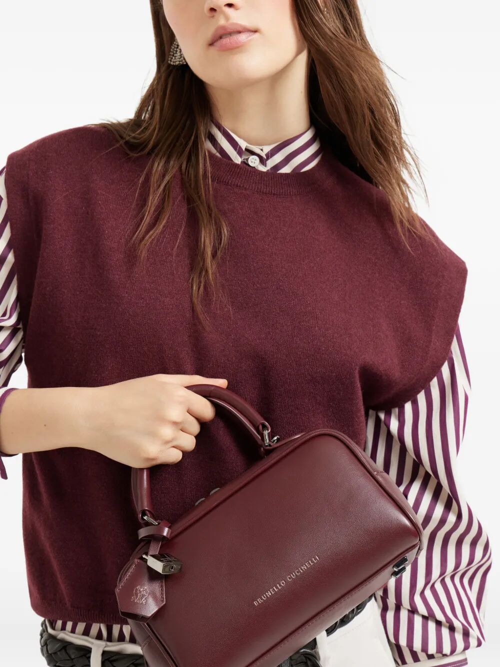 BRUNELLO CUCINELLI Mini Explorer Boston Handbag in Glossy Nappa Leather - FW25