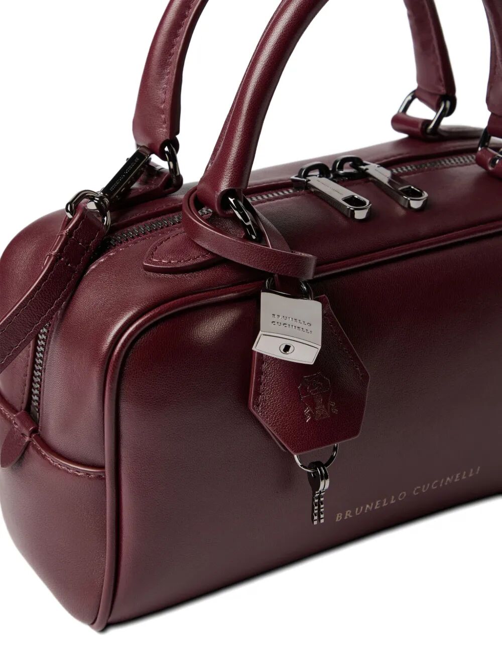 BRUNELLO CUCINELLI Mini Explorer Boston Handbag in Glossy Nappa Leather - FW25