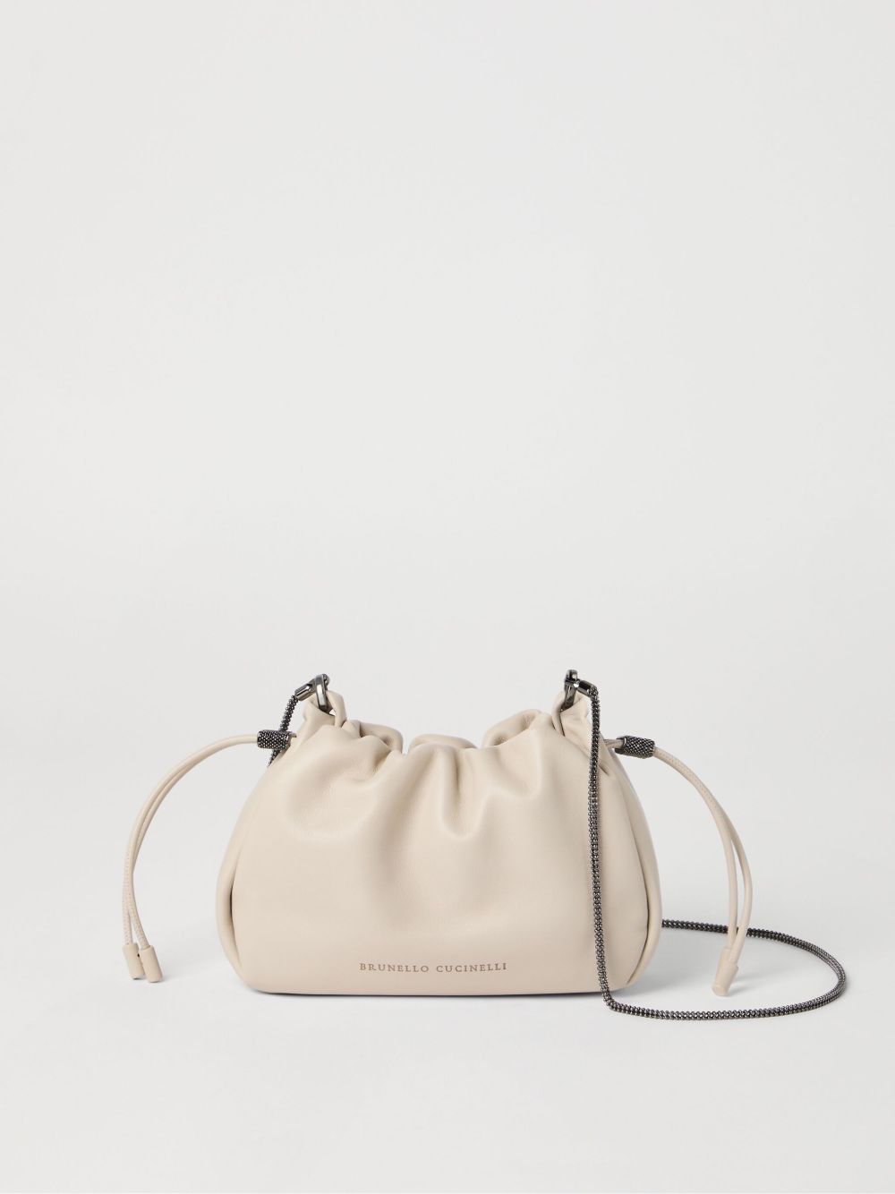 BRUNELLO CUCINELLI Soft Leather Bucket Handbag with Chain Strap
