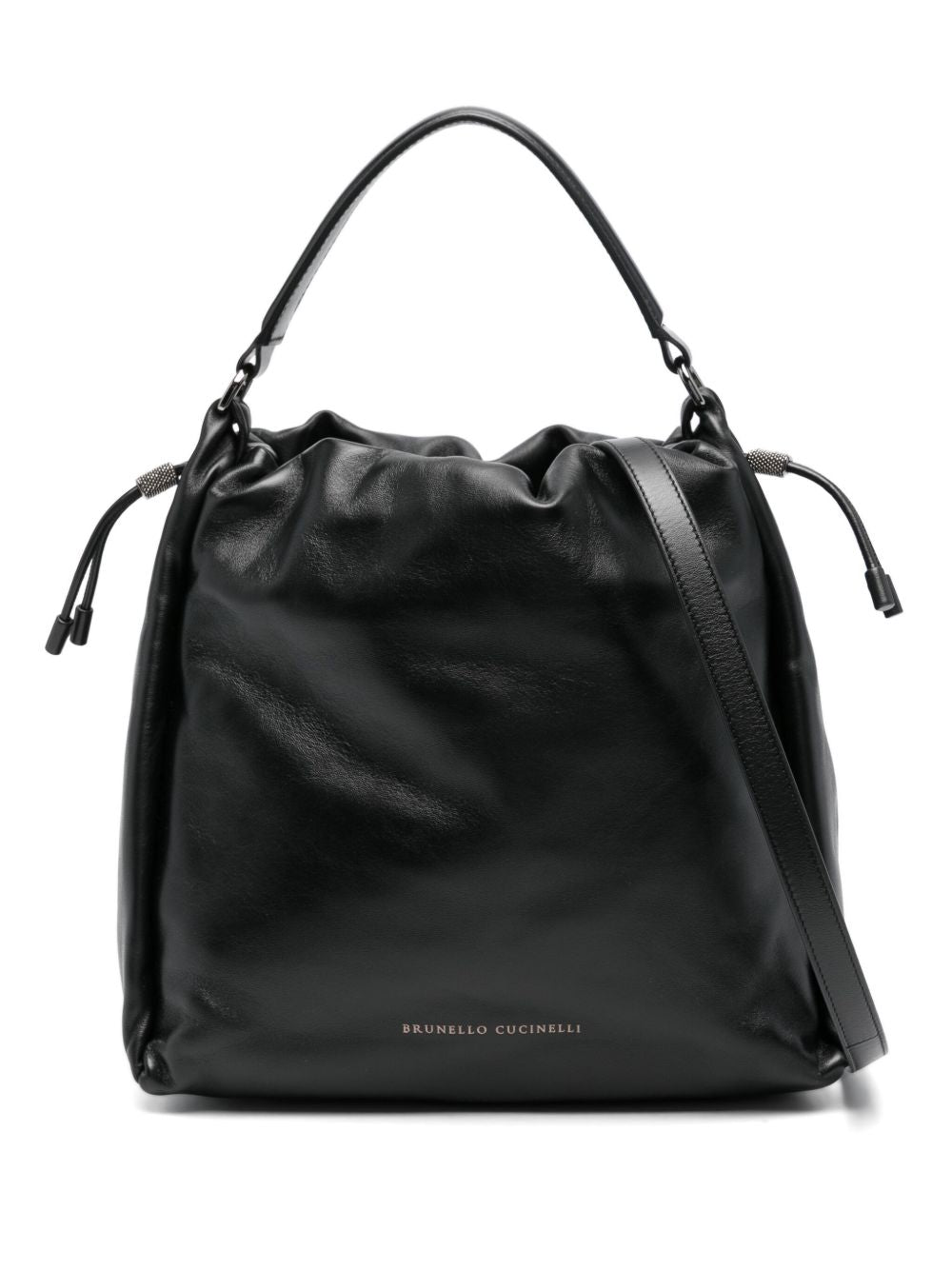 BRUNELLO CUCINELLI Soft Leather Bucket Handbag with Adjustable Strap
