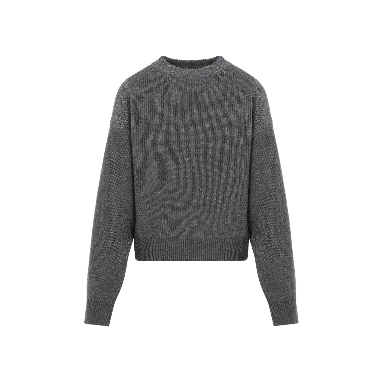 BRUNELLO CUCINELLI Dazzling Ribbed Crew-Neck Sweater in Cashmere and Wool