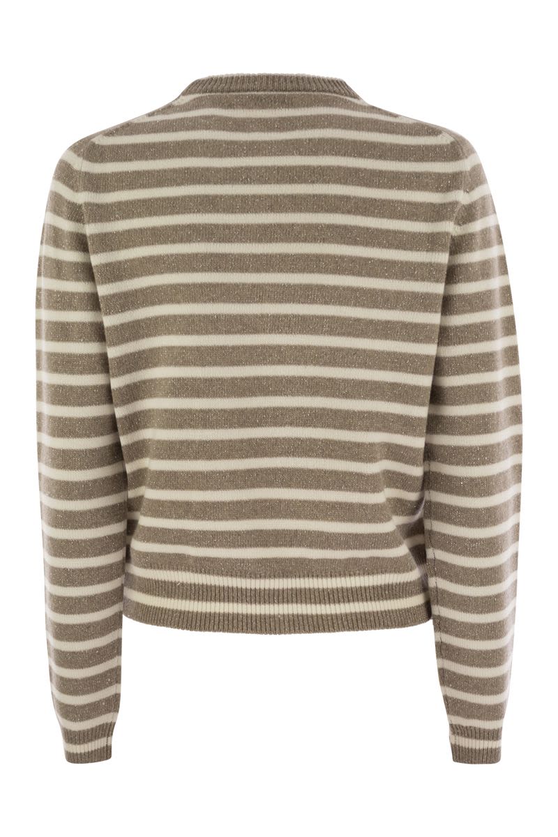 BRUNELLO CUCINELLI Sparkling Striped Cashmere and Wool Sweater