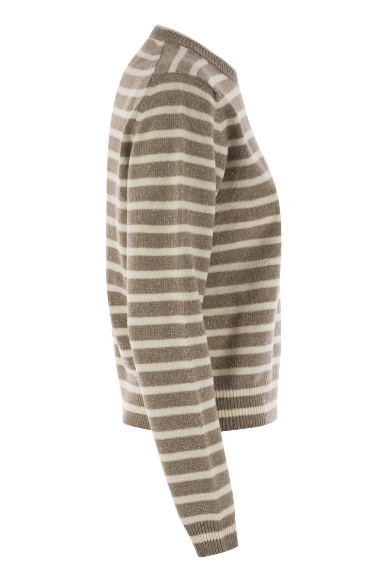 BRUNELLO CUCINELLI Sparkling Striped Cashmere and Wool Sweater