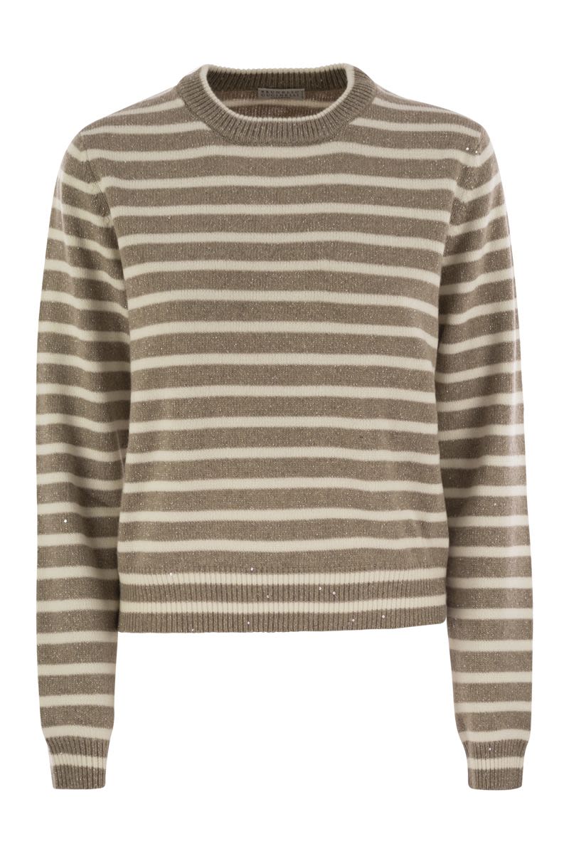 BRUNELLO CUCINELLI Sparkling Striped Cashmere and Wool Sweater