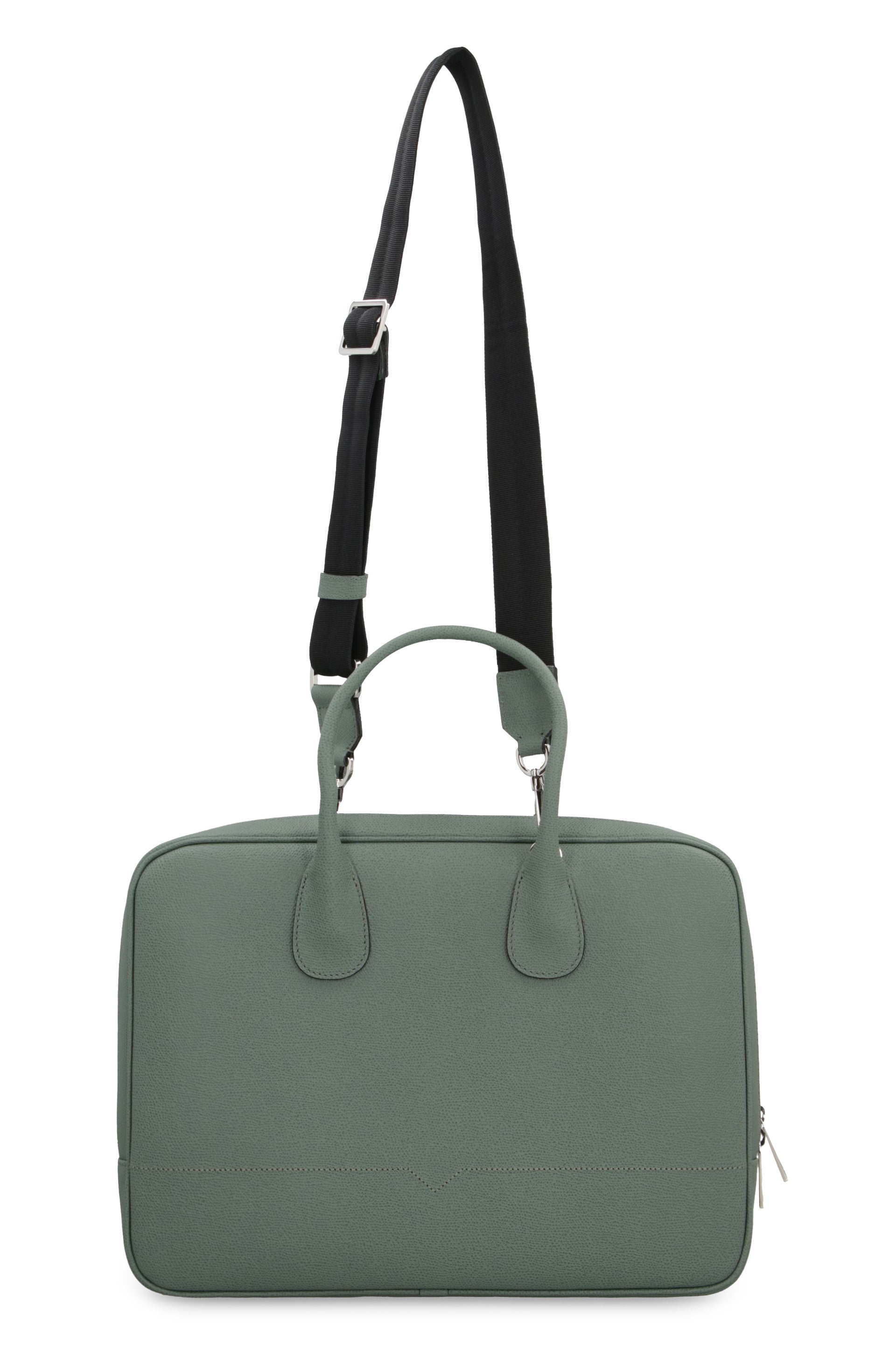 VALEXTRA Pebbled Calfskin Leather Briefcase 37cm