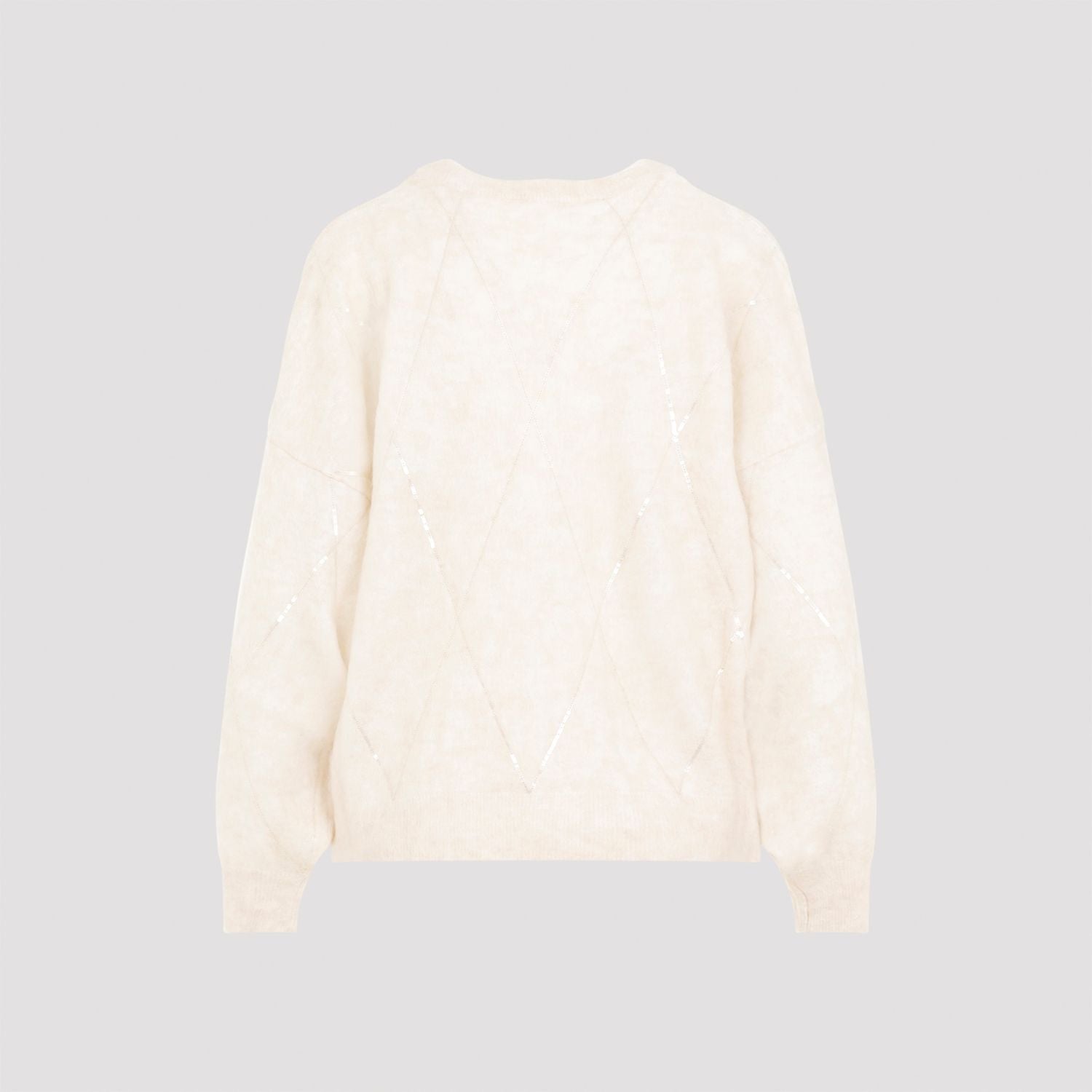 BRUNELLO CUCINELLI Dazzling Argyle Embroidered Sweater with V-Neckline and Dropped Shoulders for Women