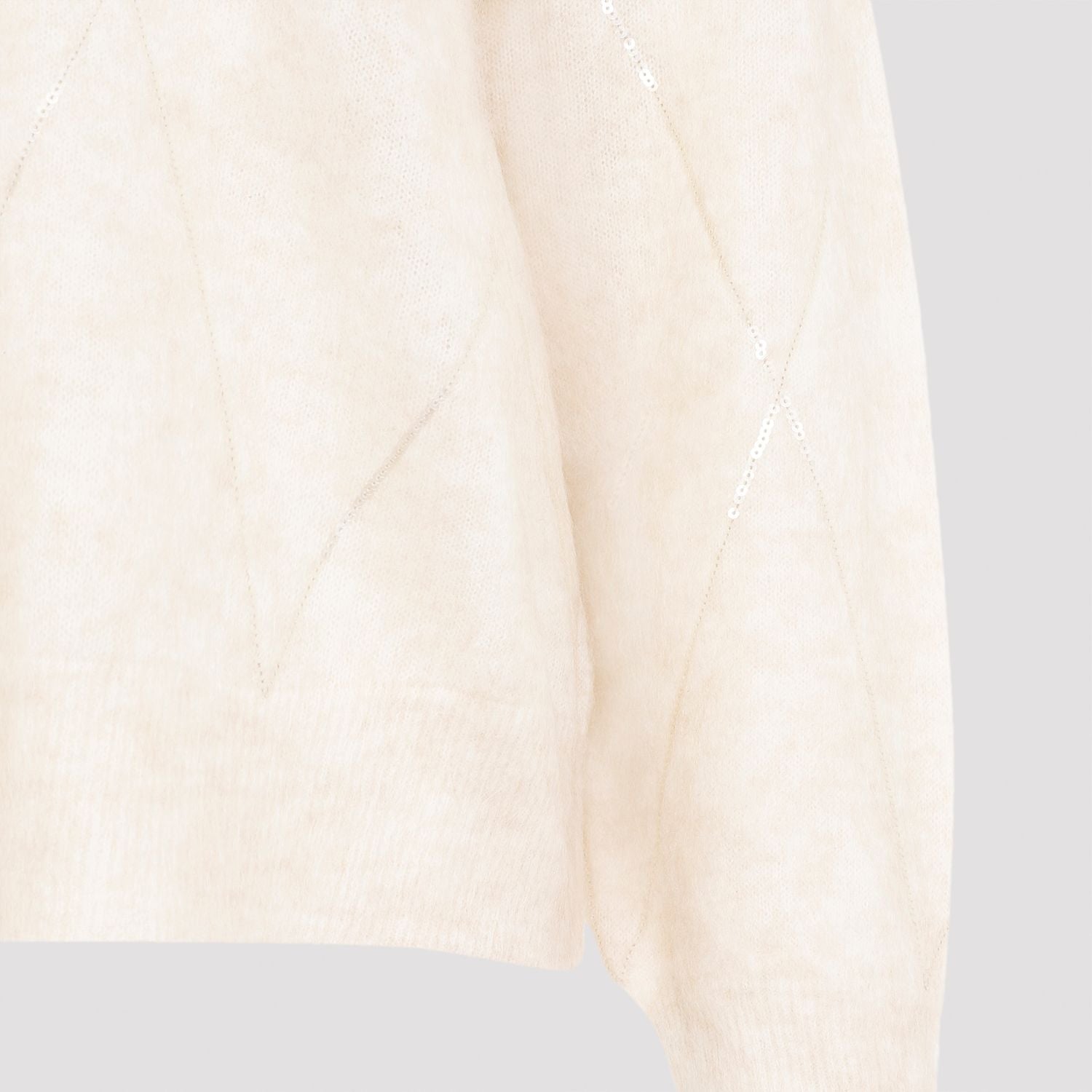 BRUNELLO CUCINELLI Dazzling Argyle Embroidered Sweater with V-Neckline and Dropped Shoulders for Women