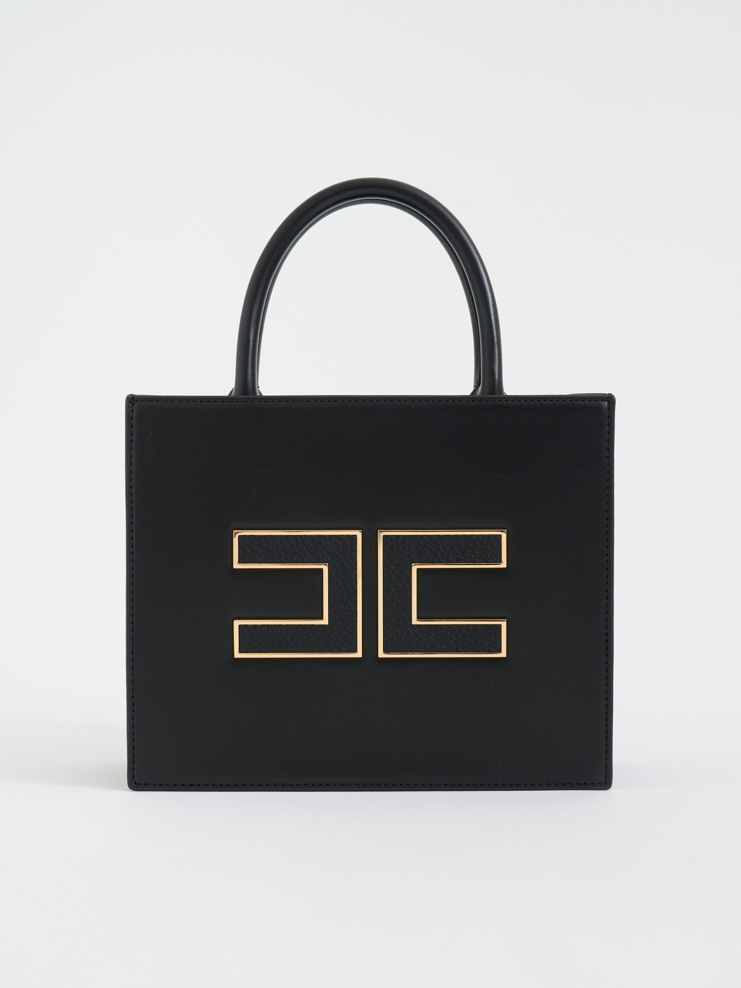 ELISABETTA FRANCHI Logo Tote Handbag with Tubular Handles - 12.5 x 16 x 7.5 cm