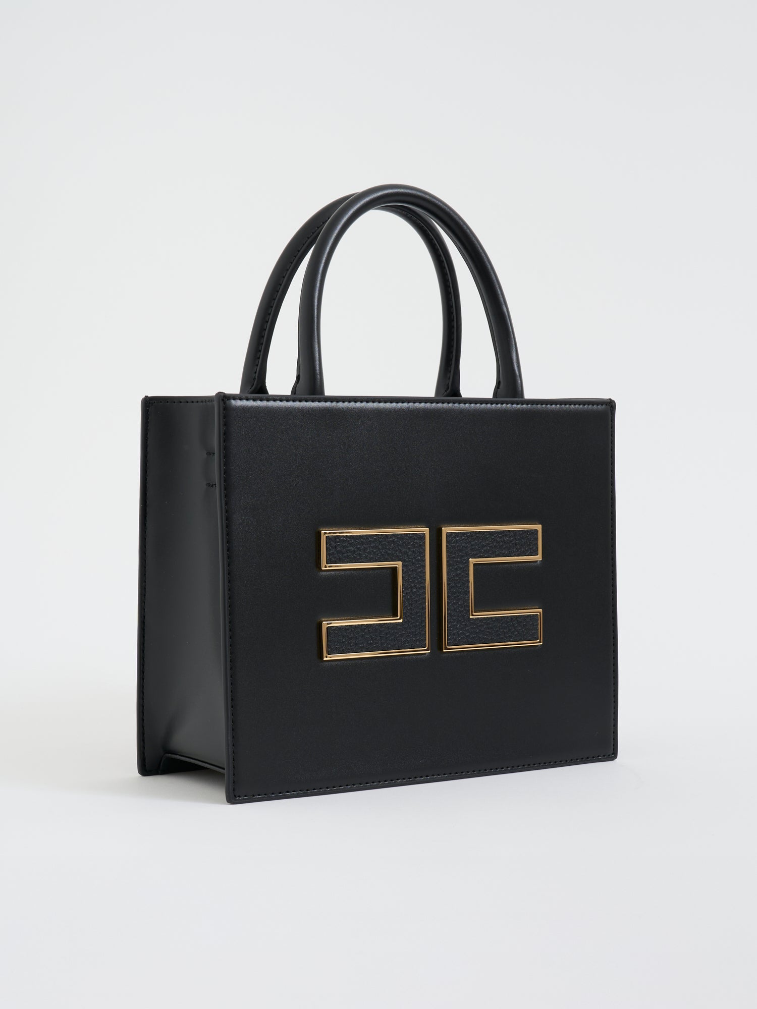 ELISABETTA FRANCHI Logo Tote Handbag with Tubular Handles - 12.5 x 16 x 7.5 cm