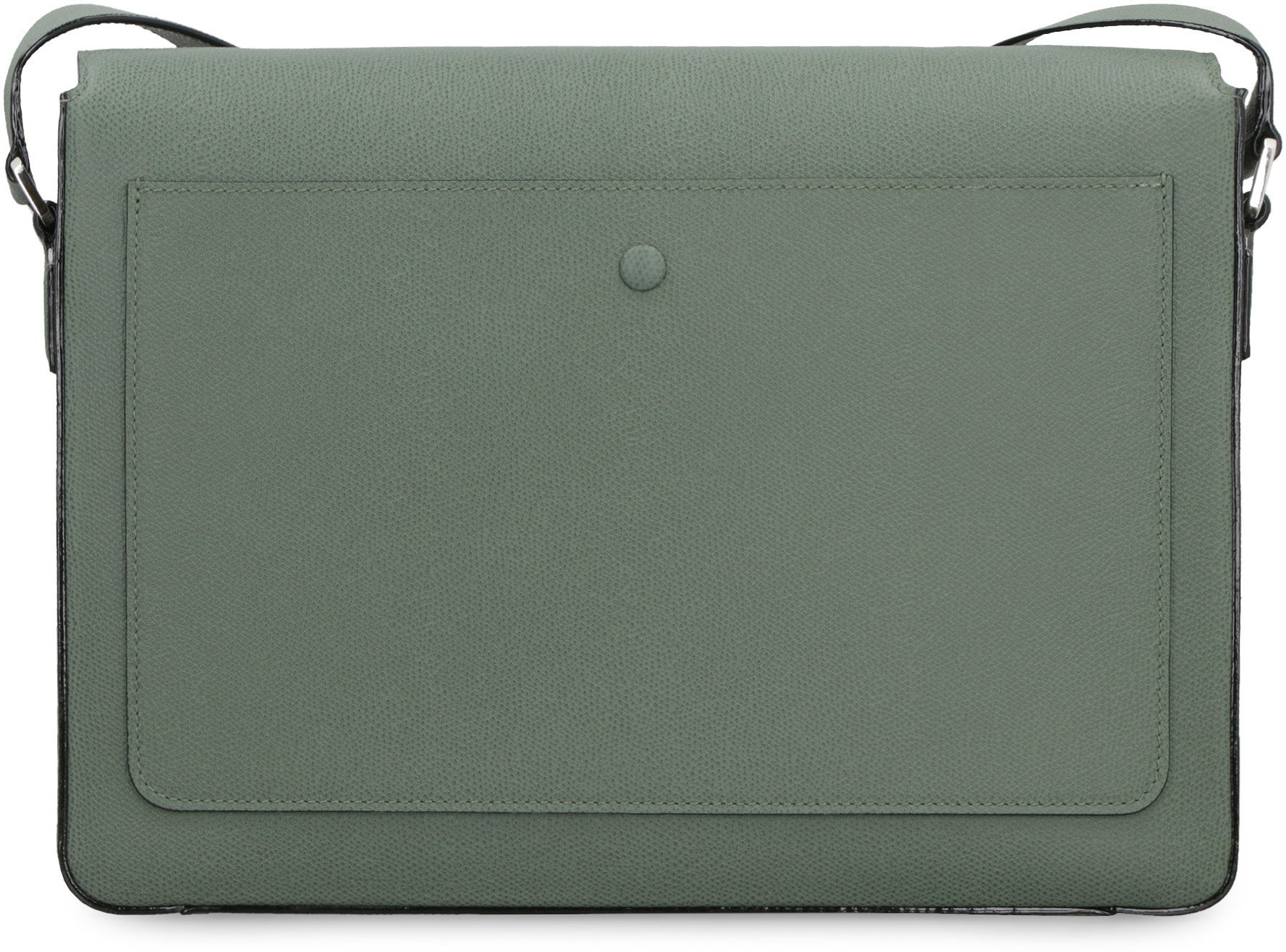 VALEXTRA Pebbled Calfskin Leather Messenger Handbag - 32 cm x 24 cm