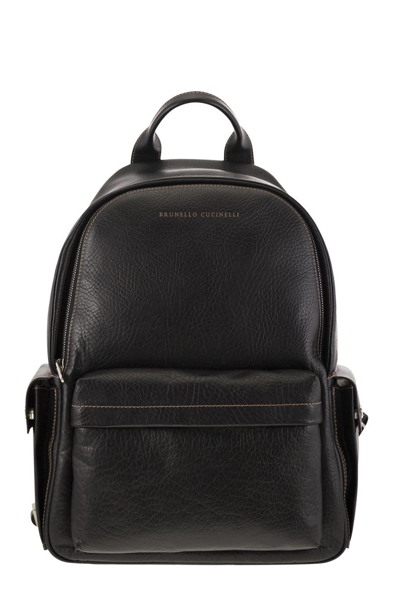 BRUNELLO CUCINELLI Calfskin Backpack with Grain - 32x43x20 cm