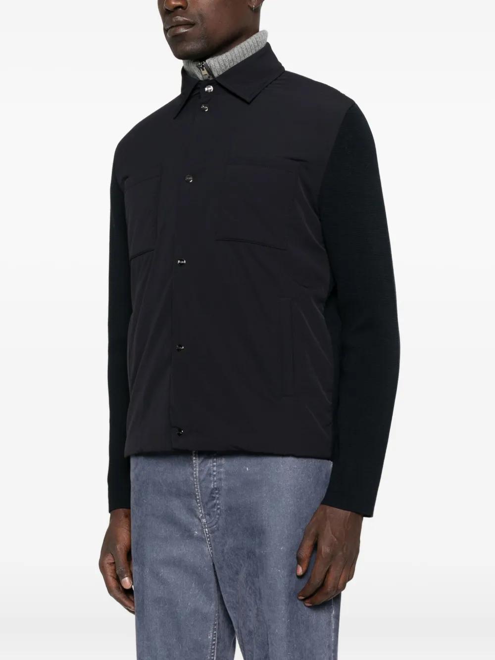 HERNO Buttoned Jacket with Knit Sleeves for Men