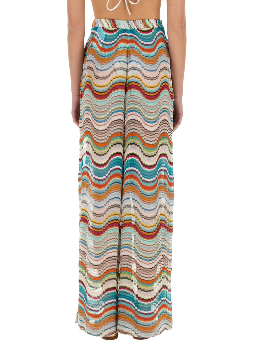 MISSONI Wave Pattern Knit Coverup Pants - Wide Fit Size 40