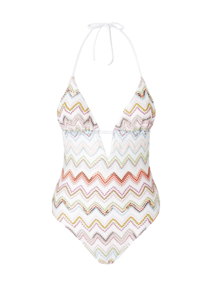 MISSONI Zig Zag Lamé One-Piece Swimsuit - Size 38 IT