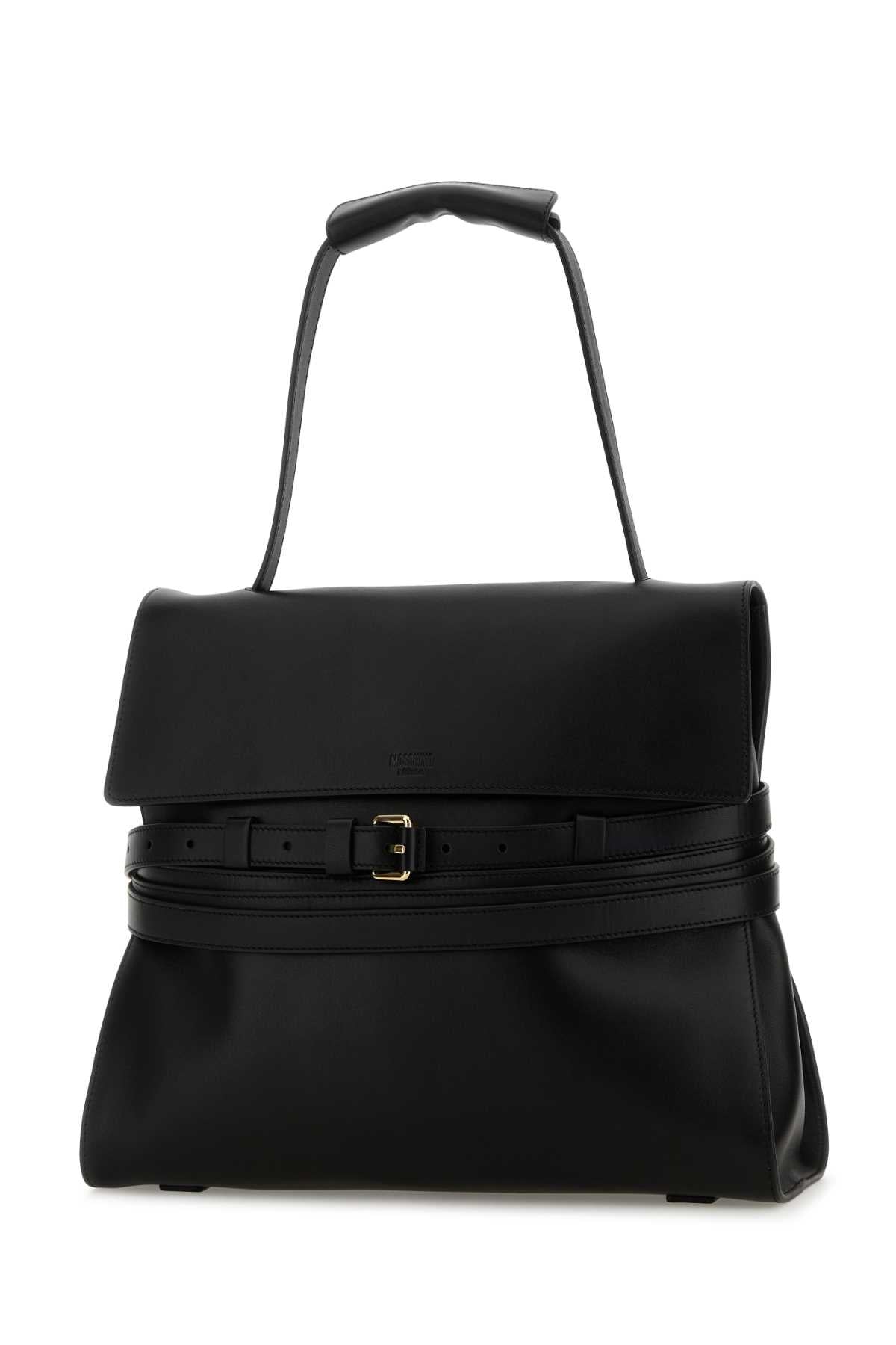 MOSCHINO COUTURE Large Leather Handbag with Adjustable Buckle Strap