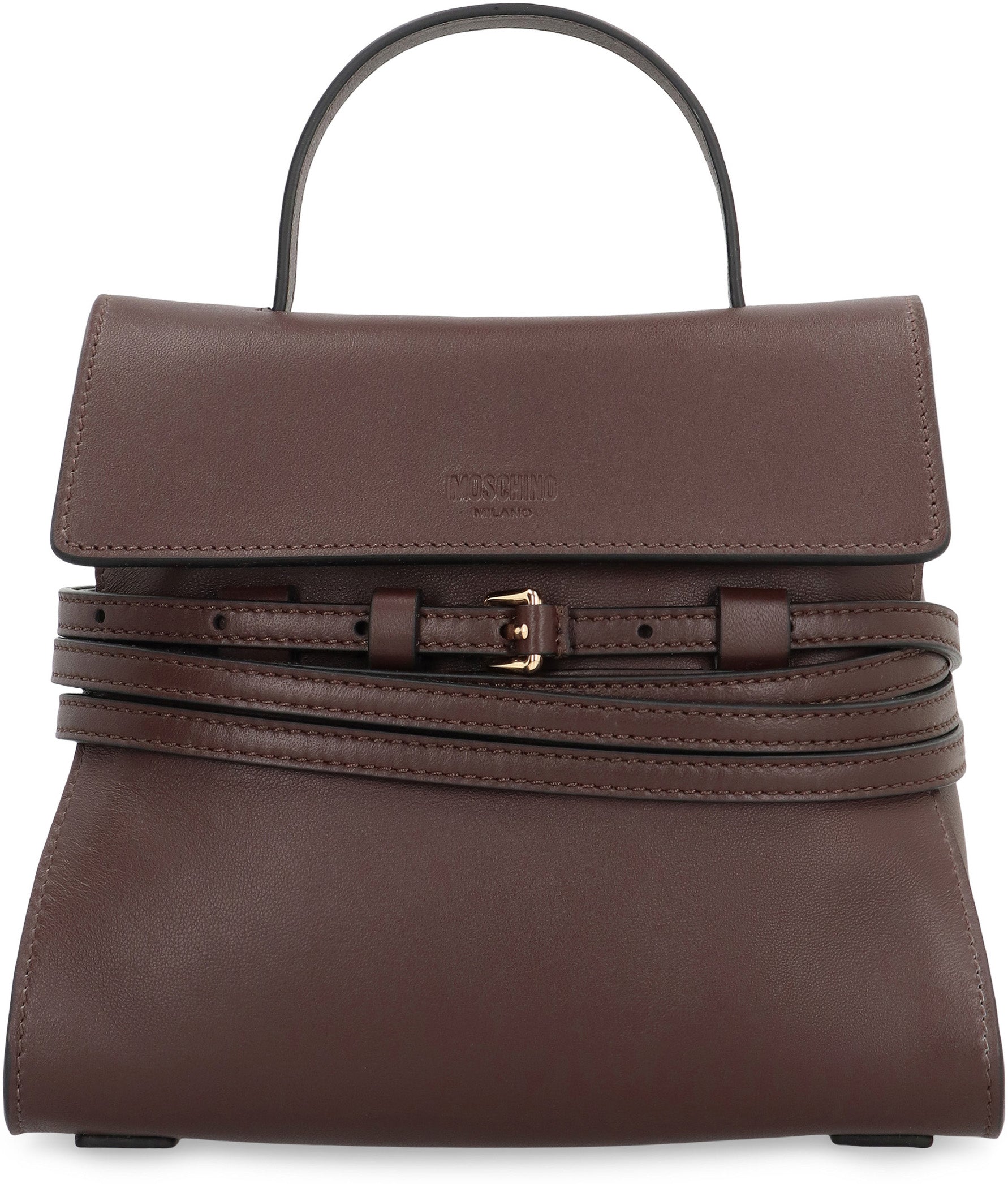 MOSCHINO COUTURE Mini Leather Handbag with Magnetic Flap Closure