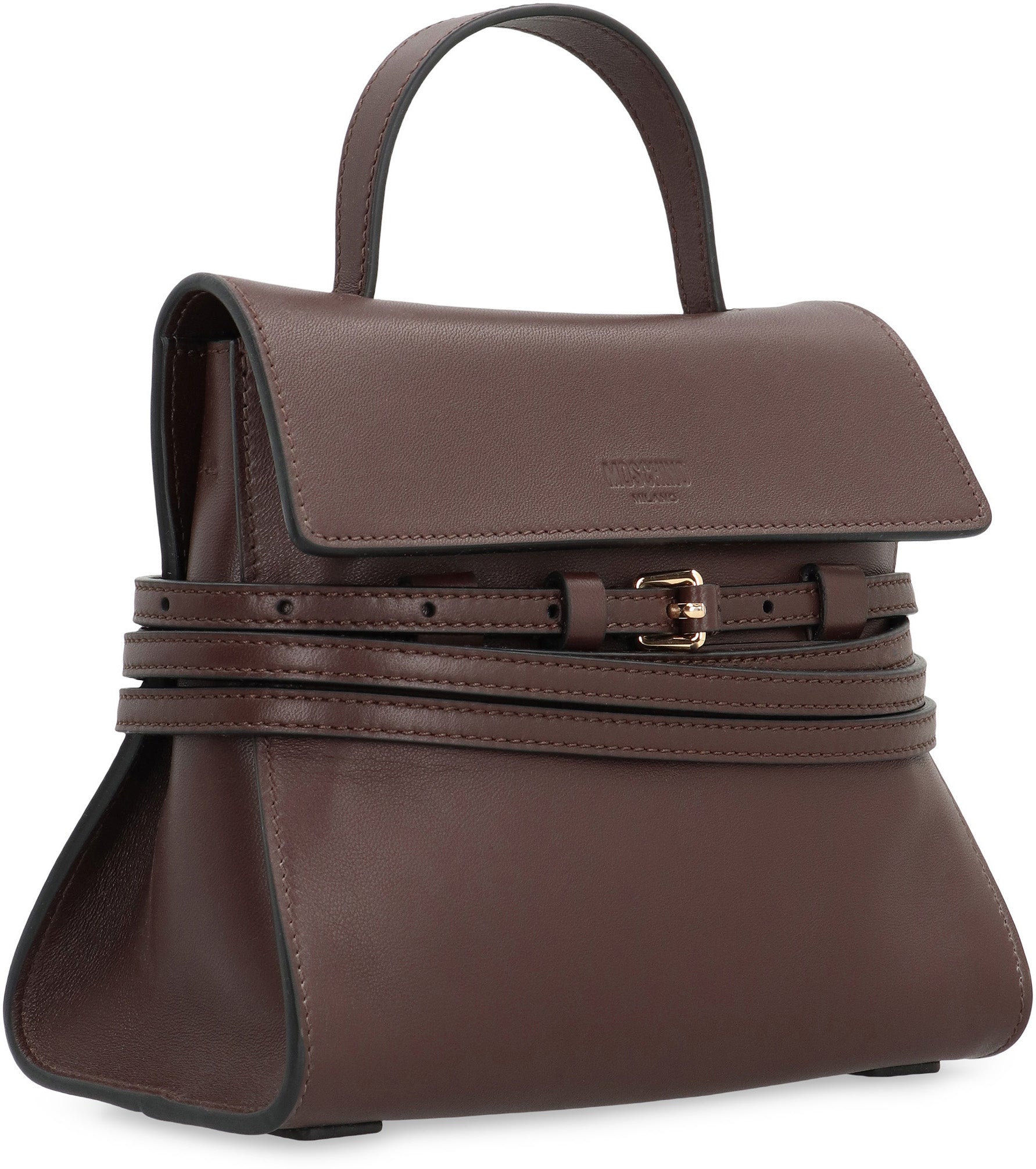 MOSCHINO COUTURE Mini Leather Handbag with Magnetic Flap Closure