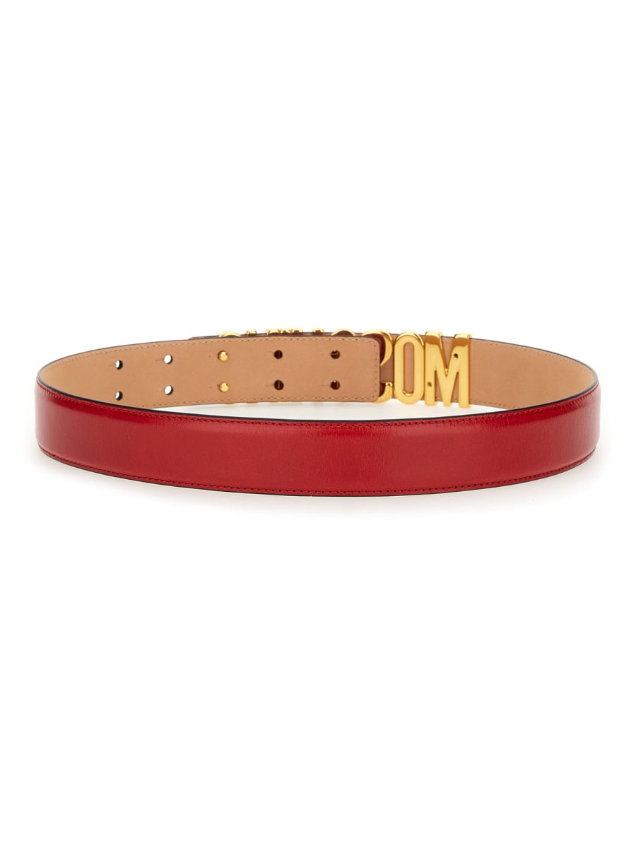 MOSCHINO Leather Belt with Logo - Women's Accessory