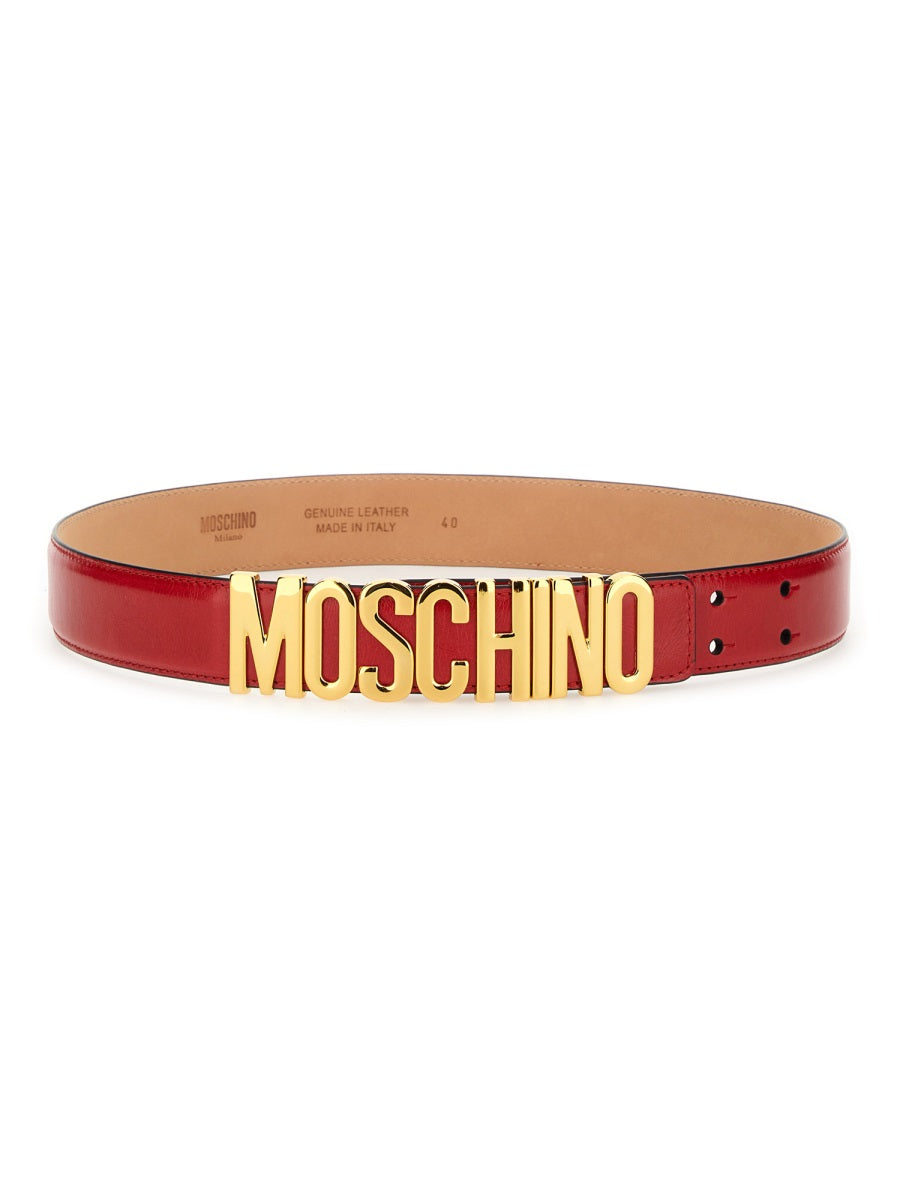 MOSCHINO Leather Belt with Logo - Women's Accessory
