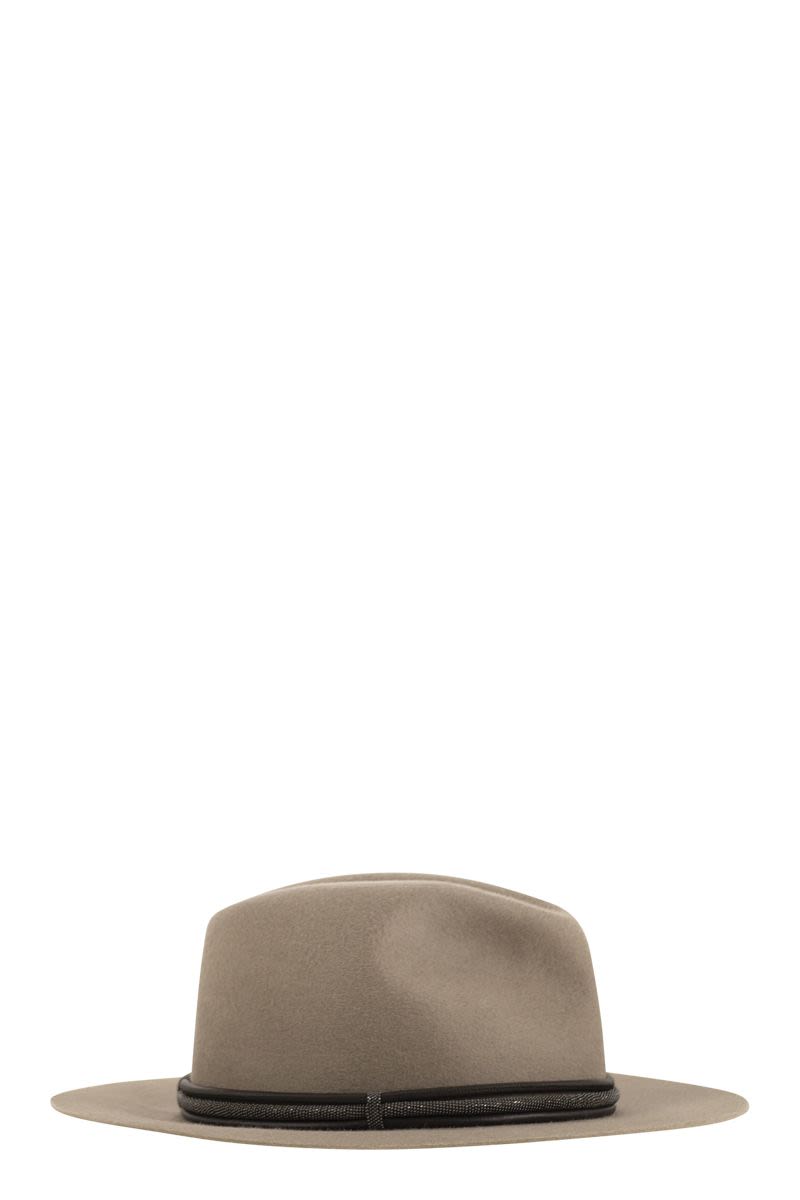 BRUNELLO CUCINELLI Classic Felt Fedora with Leather Band and Pendant