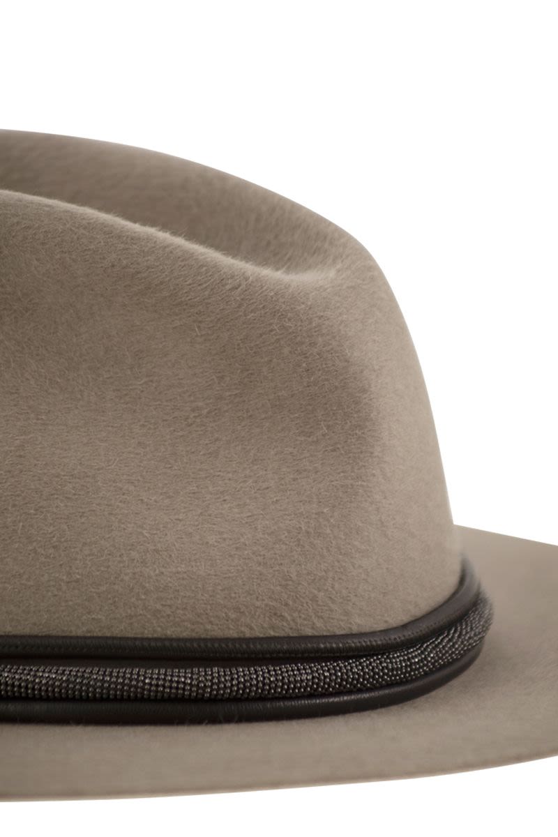 BRUNELLO CUCINELLI Classic Felt Fedora with Leather Band and Pendant