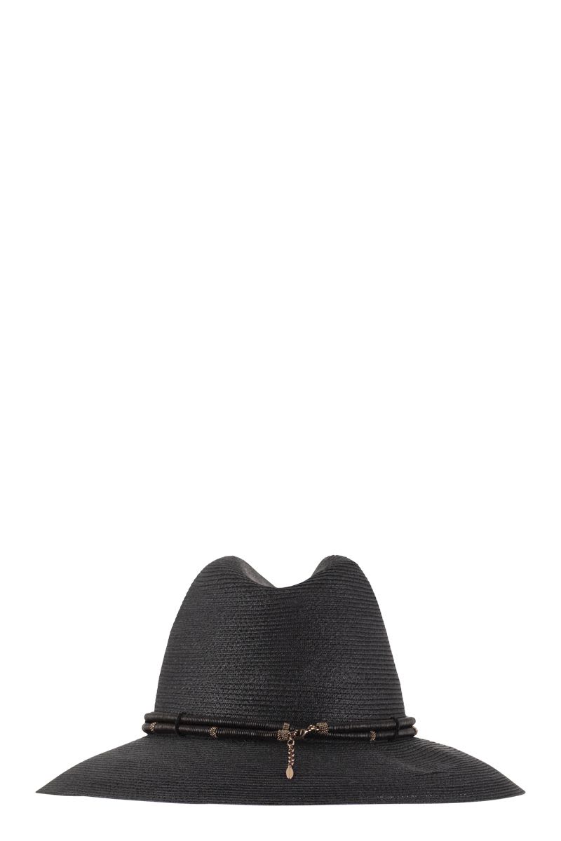 BRUNELLO CUCINELLI Exquisite Fedora with Leather Band and Jewel Detailing