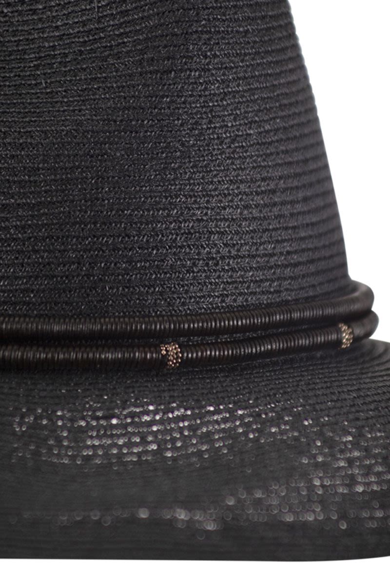 BRUNELLO CUCINELLI Exquisite Fedora with Leather Band and Jewel Detailing