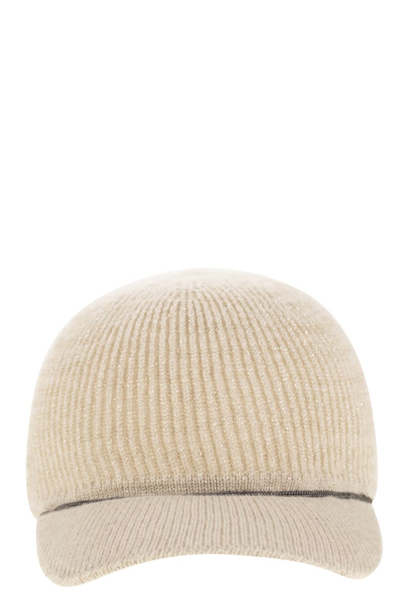 BRUNELLO CUCINELLI Sparkling Cashmere Knit Baseball Cap with Pendant