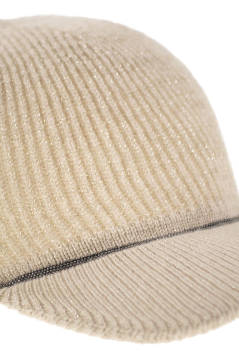 BRUNELLO CUCINELLI Sparkling Cashmere Knit Baseball Cap with Pendant