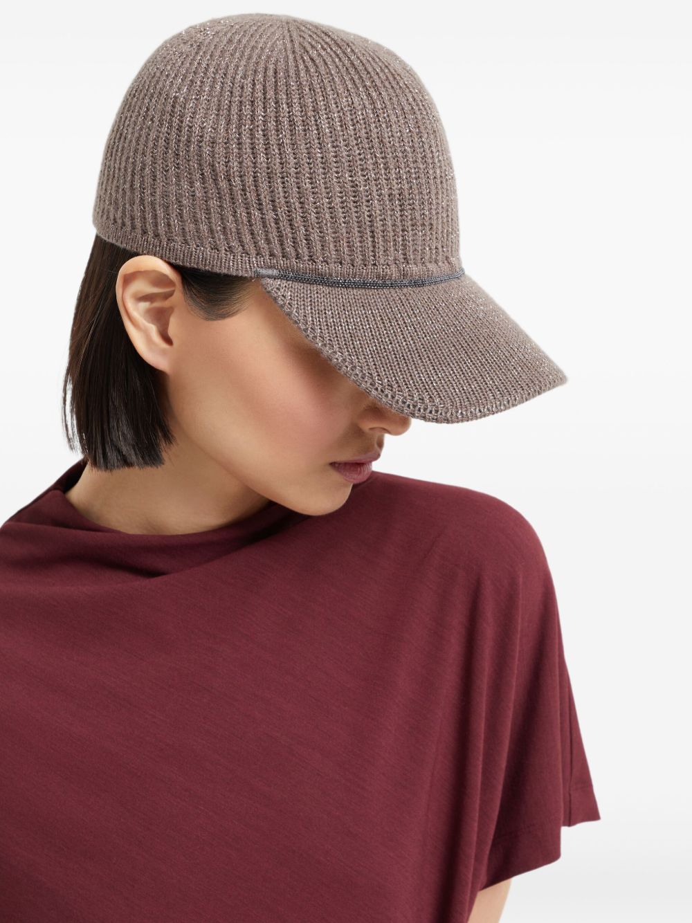 BRUNELLO CUCINELLI Cashmere Baseball Cap with Metallic Flecks