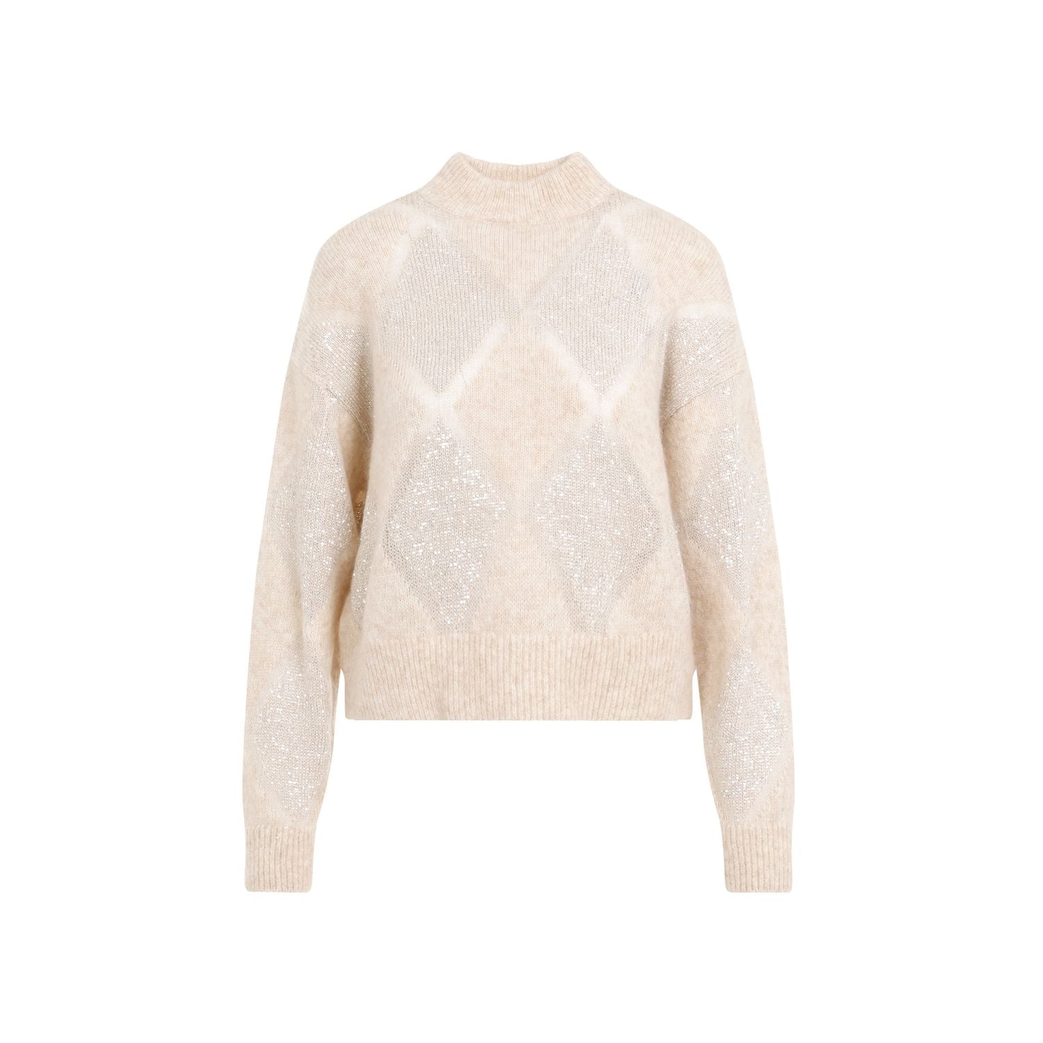 BRUNELLO CUCINELLI Dazzling Argyle Sweater in Wool and Mohair