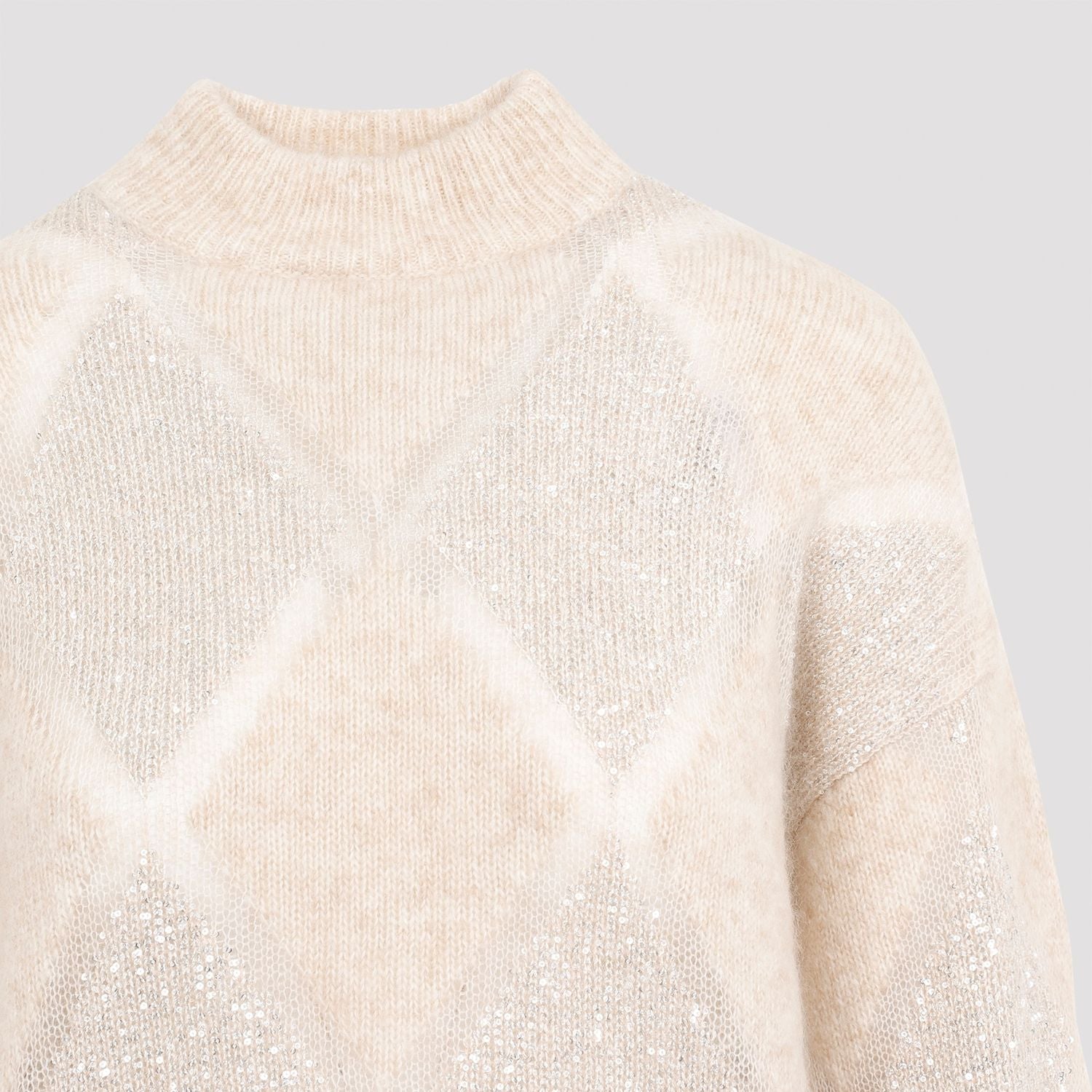 BRUNELLO CUCINELLI Dazzling Argyle Sweater in Wool and Mohair