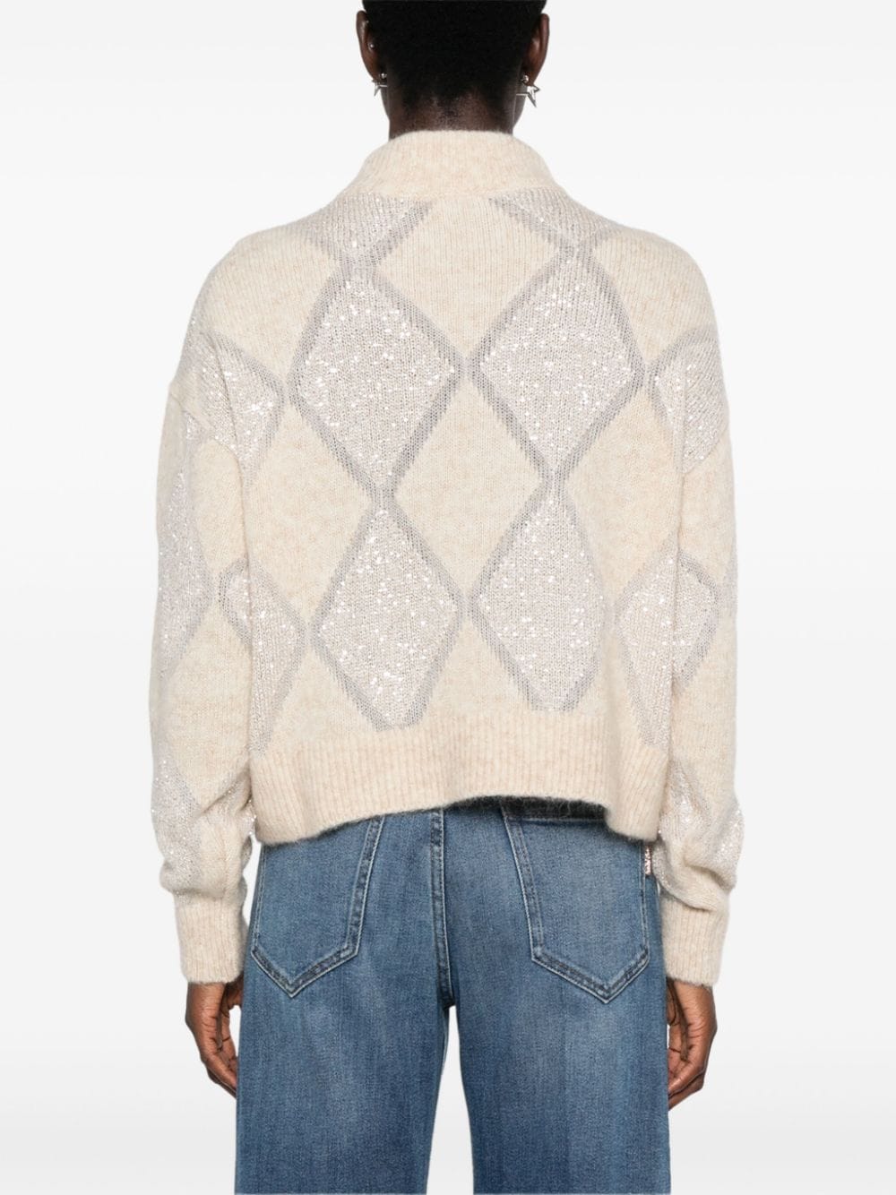 BRUNELLO CUCINELLI Dazzling Argyle Sweater in Wool and Mohair