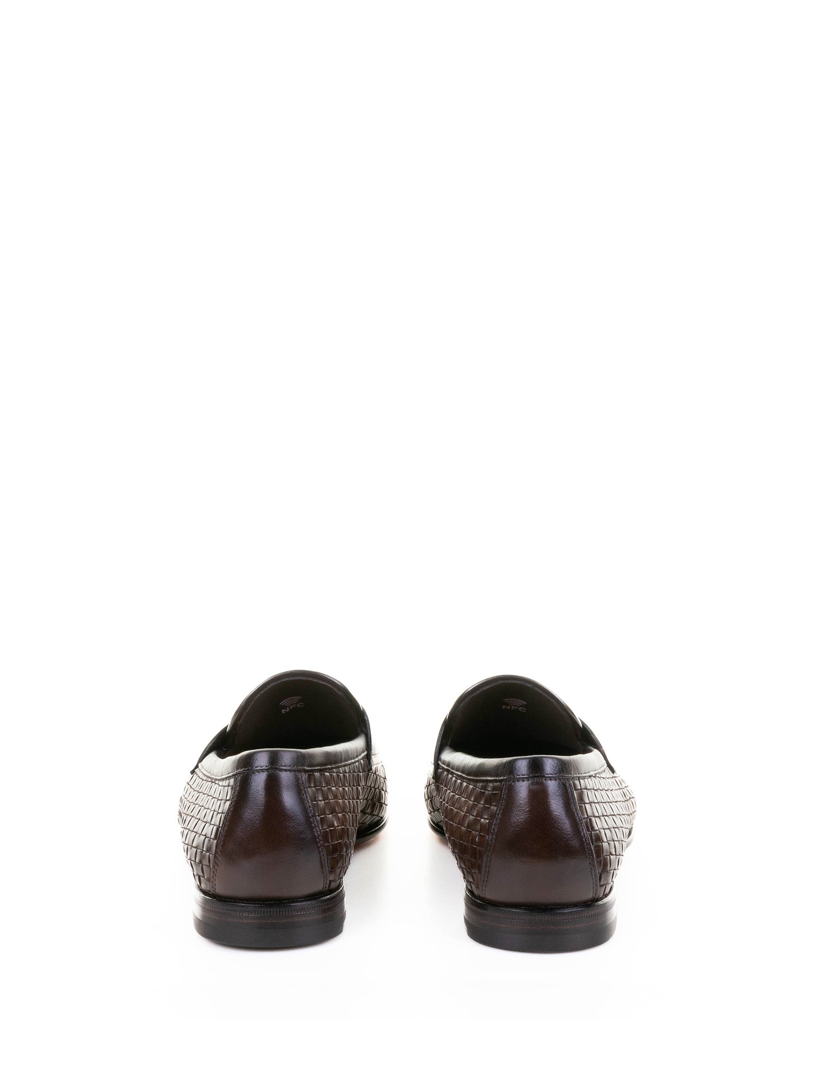 SANTONI Woven Leather Moccasin for Men