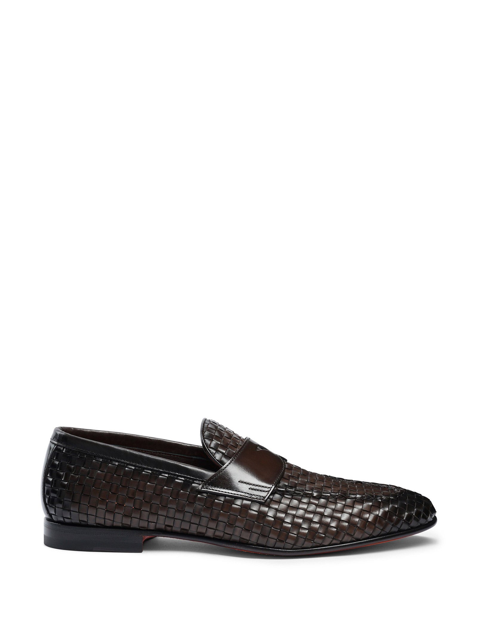 SANTONI Woven Leather Moccasins for Men
