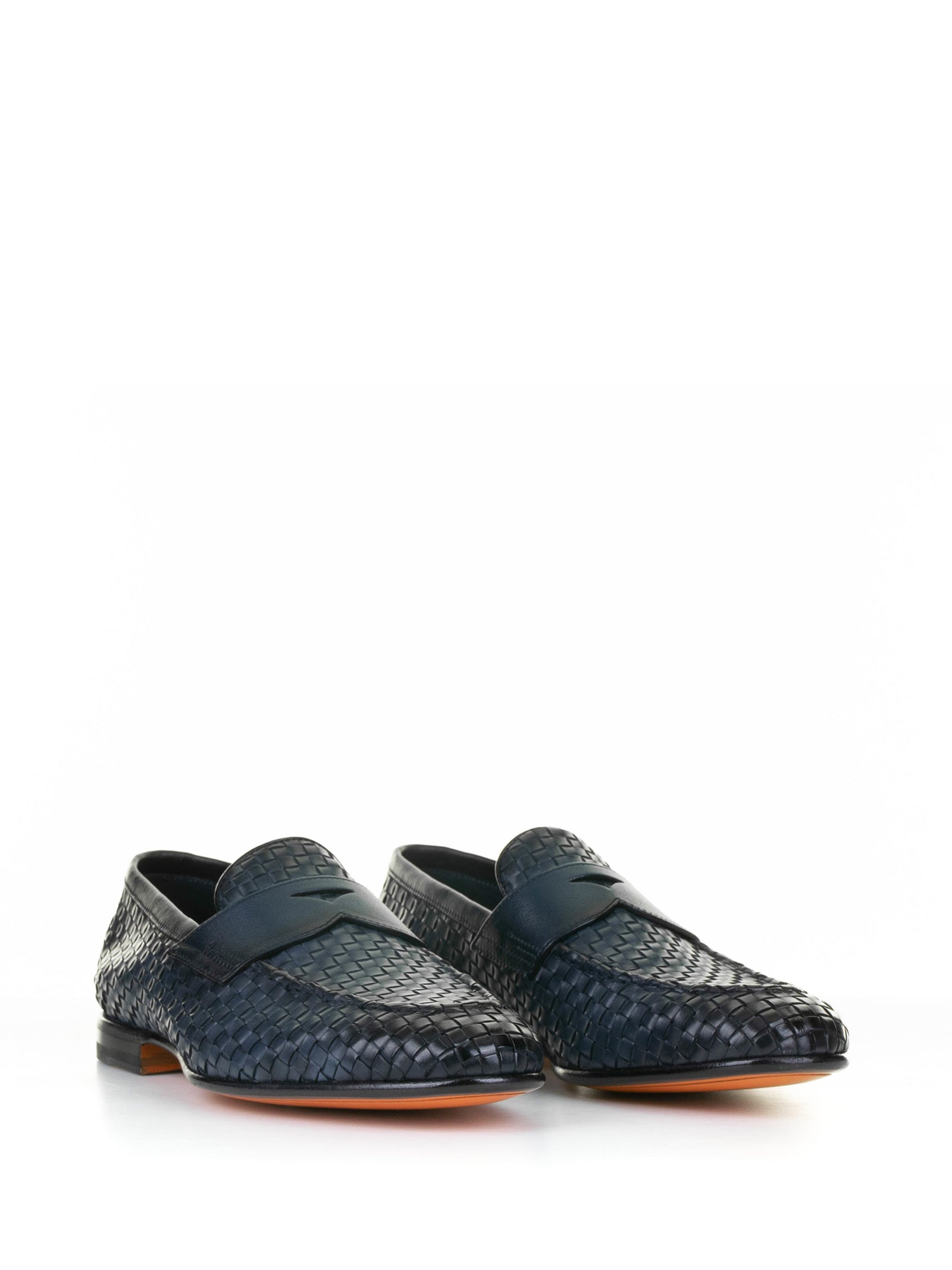 SANTONI Woven Leather Moccasin