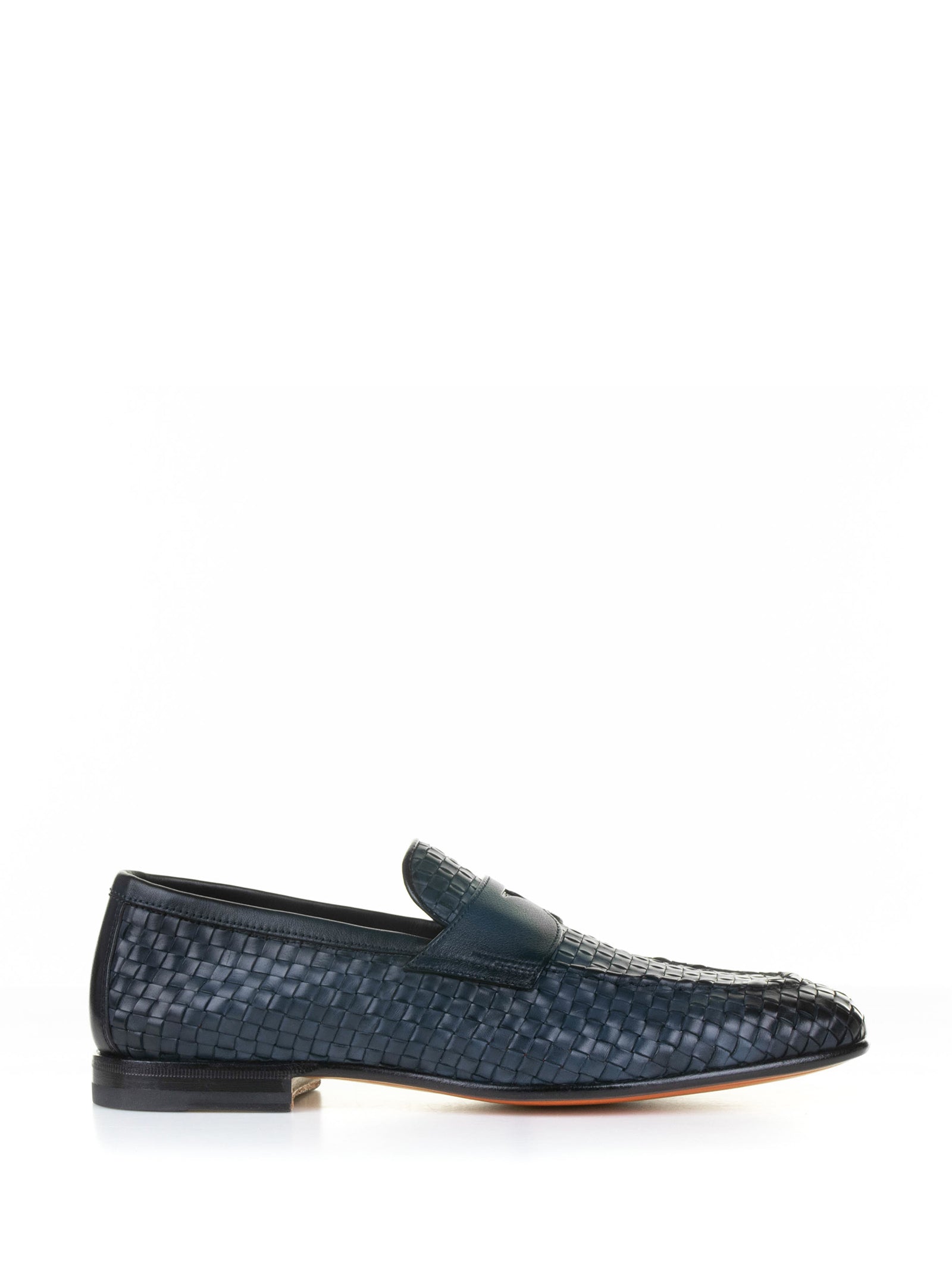 SANTONI Woven Leather Moccasin