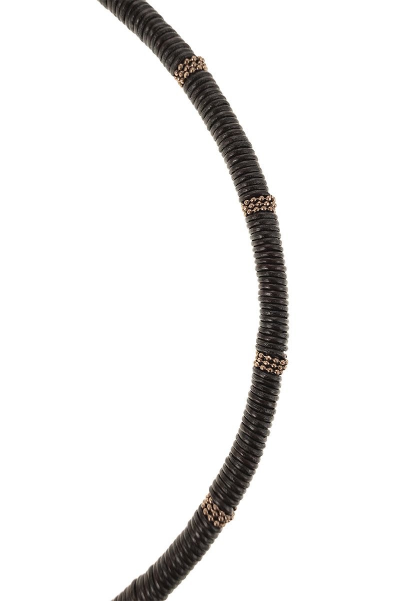 BRUNELLO CUCINELLI Elegant Choker Necklace in Leather and Beads