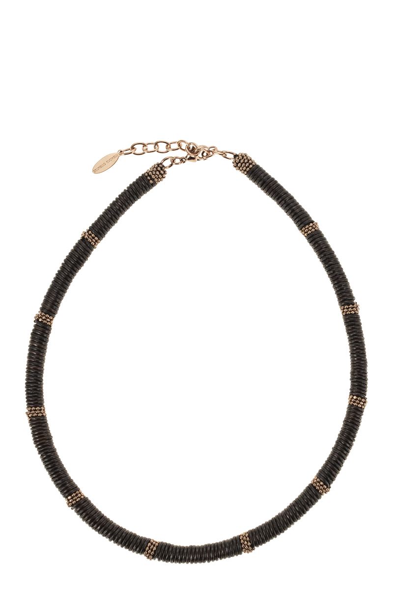 BRUNELLO CUCINELLI Elegant Choker Necklace in Leather and Beads