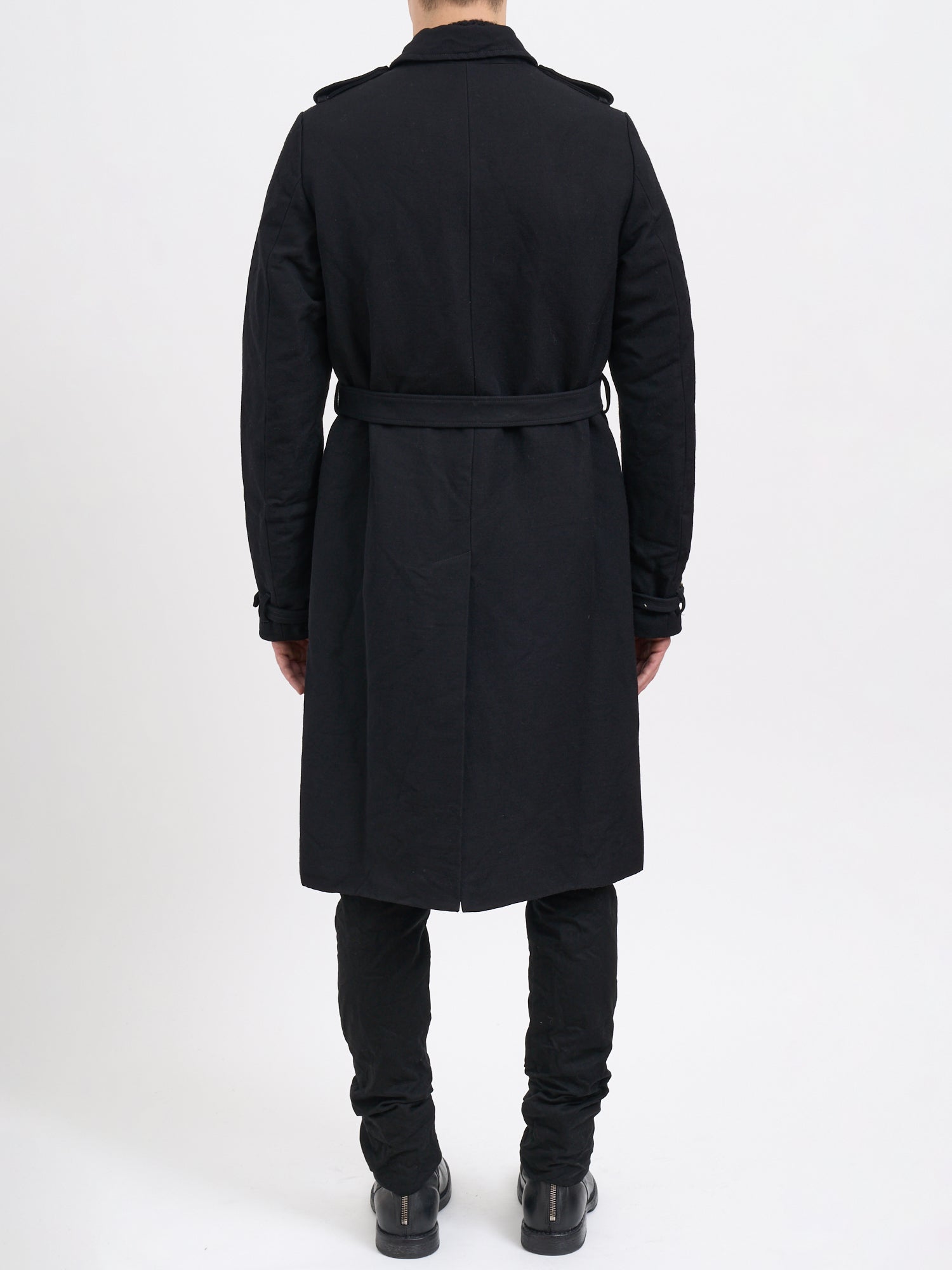 POEME BOHEMIEN Double-Breasted Long Trench Jacket in Size 50