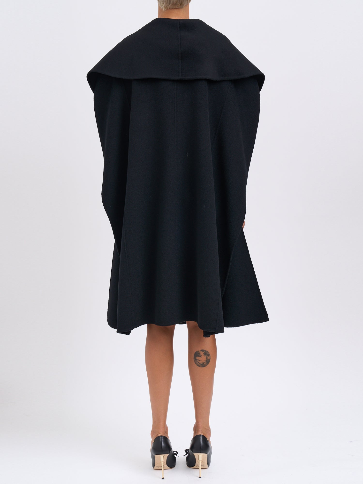 ELISABETTA FRANCHI Women's Double Wool Cloth Jacket with Leather-Effect Belt - 100 cm