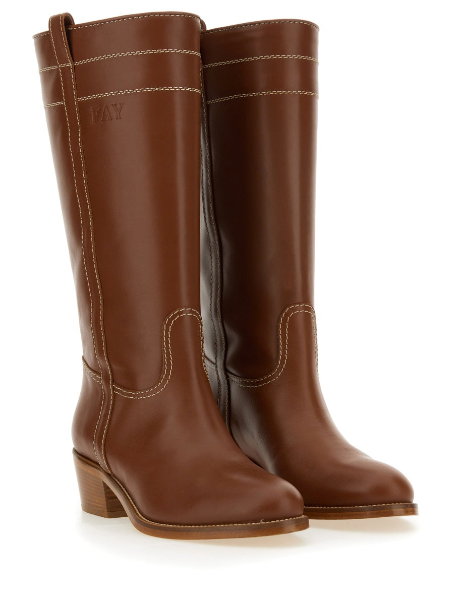 FAY Leather Boot for Women - SS24 Collection
