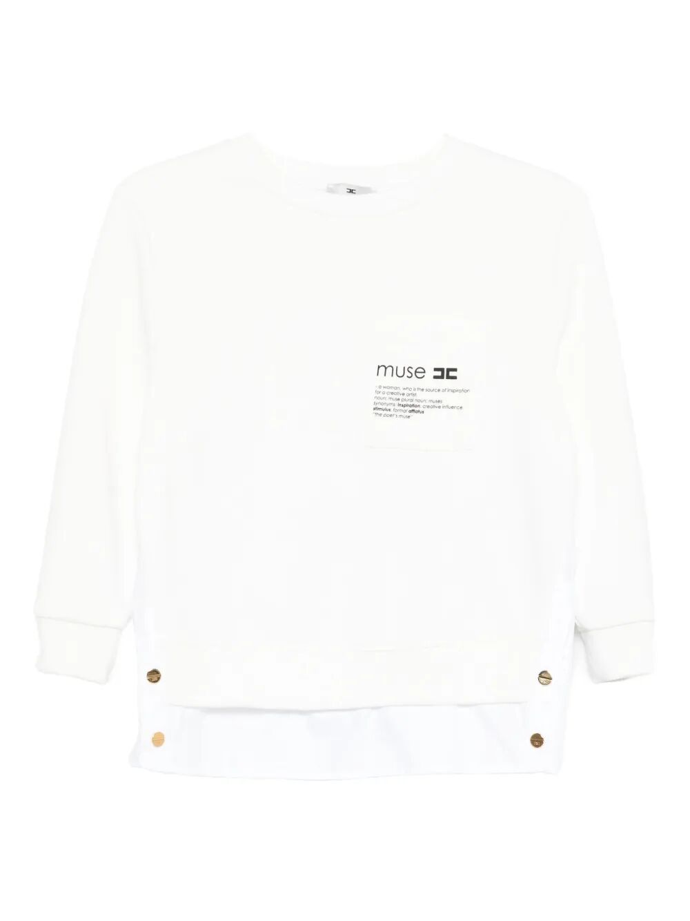 ELISABETTA FRANCHI Fleece Top with Poplin Fabric Details